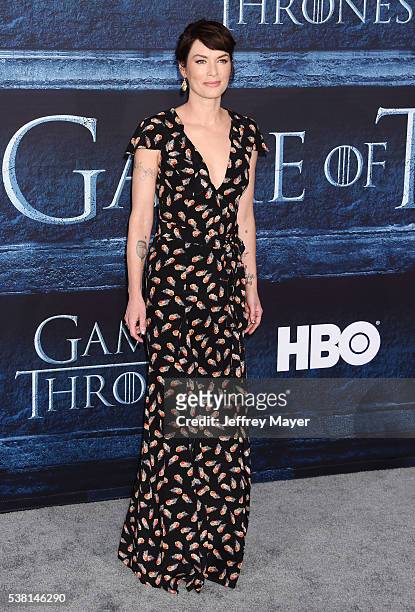 Actress Lena Headey arrives at the premiere of HBO's 'Game of Thrones' Season 6 at the TCL Chinese Theatre on April 10, 2016 in Hollywood, California.