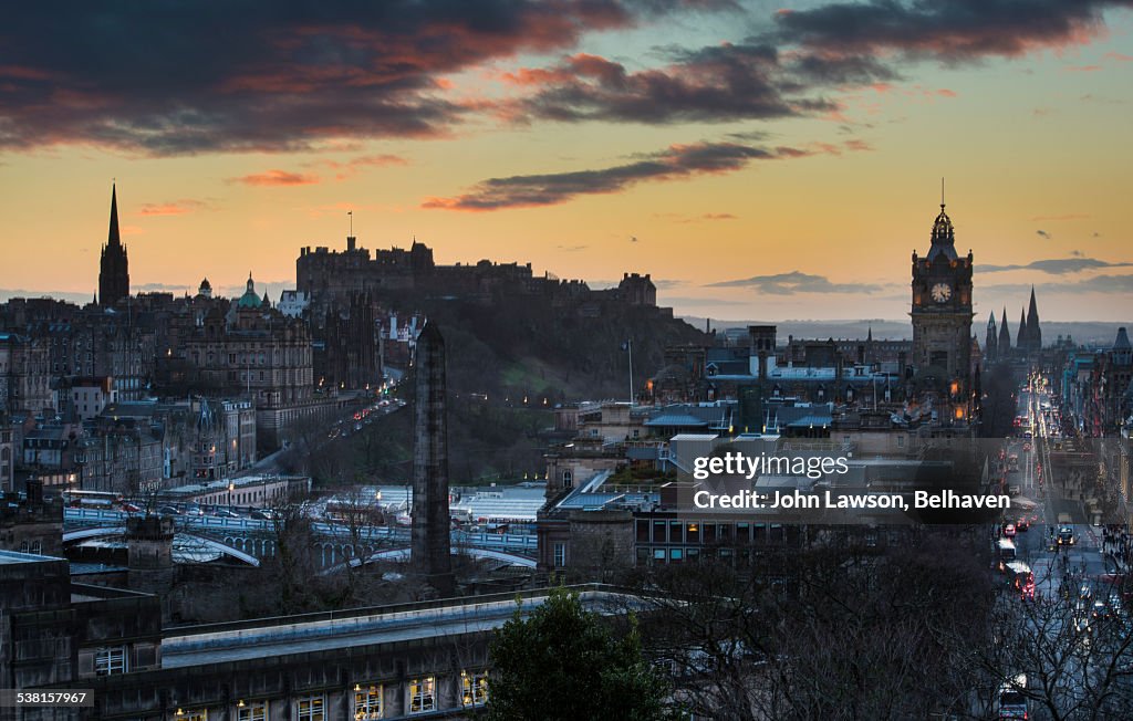 Edinburgh winter sunset