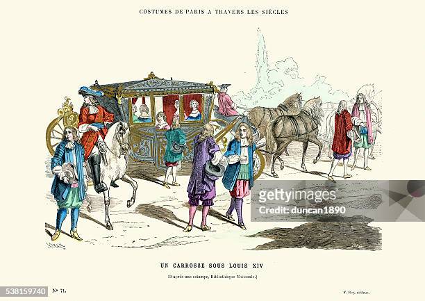 horsedrawn coach from the time of louis xiv - louis xiv of france 幅插畫檔、美工圖案、卡通及圖標