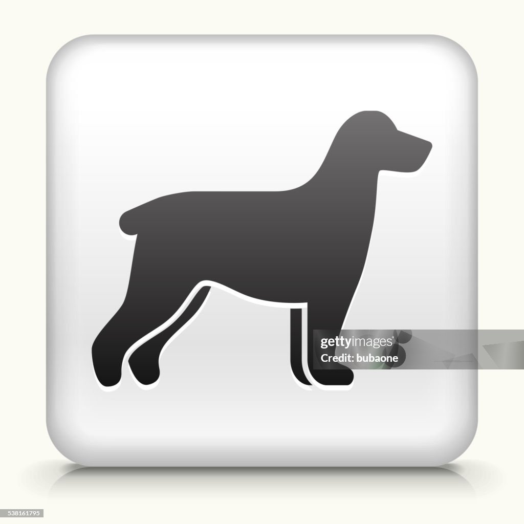 Square Button with Dog Silhouette