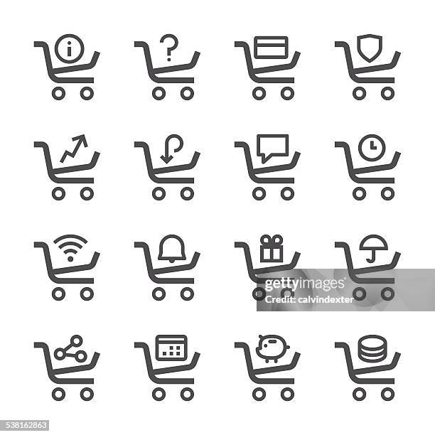 shopping carts icons set 2 | stroke series - emblem credit card payment stock illustrations