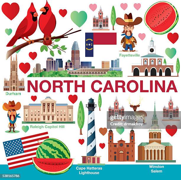 north carolina travels - county durham stock illustrations