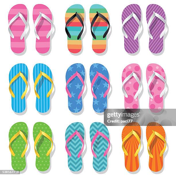 ilustrações de stock, clip art, desenhos animados e ícones de flip flops - chinelo de dedo
