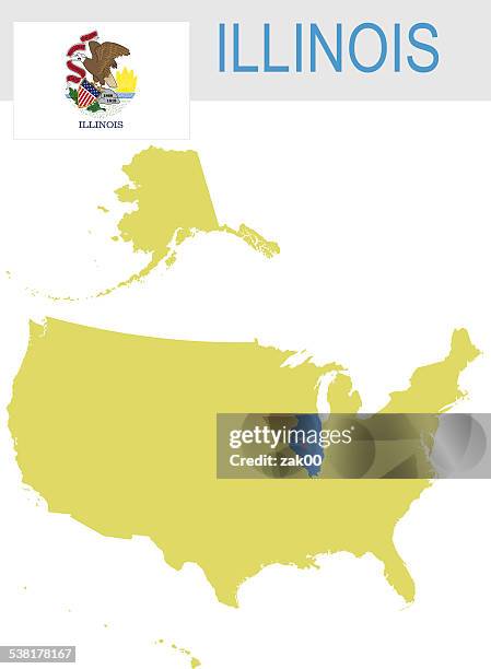 usa state of illinois's map and flag - illinois countryside stock illustrations