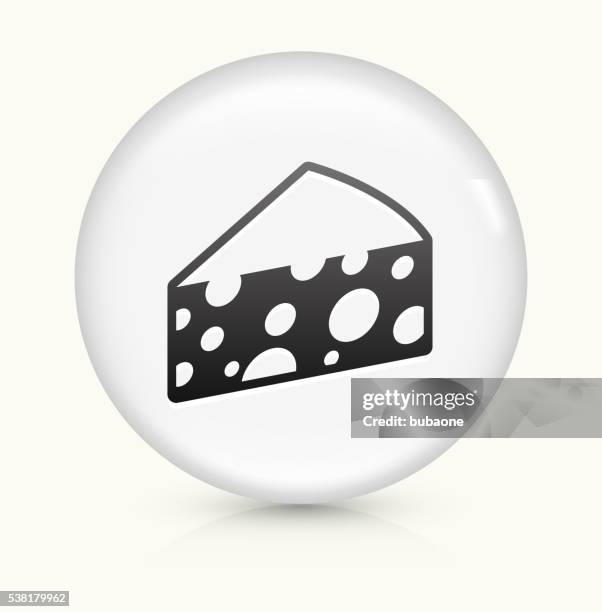 slice of cheese icon on white round vector button - cheese slice white background stock illustrations