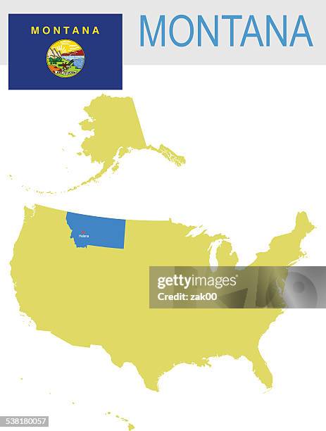 usa state of montana's map and flag - bozeman stock illustrations