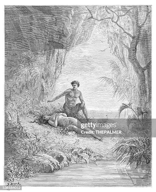 adam and eve-gravur - adam bibelfigur stock-grafiken, -clipart, -cartoons und -symbole