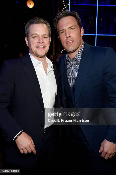 Actors Matt Damon and Ben Affleck attend Spike TV's 10th Annual Guys Choice Awards at Sony Pictures Studios on June 4, 2016 in Culver City,...
