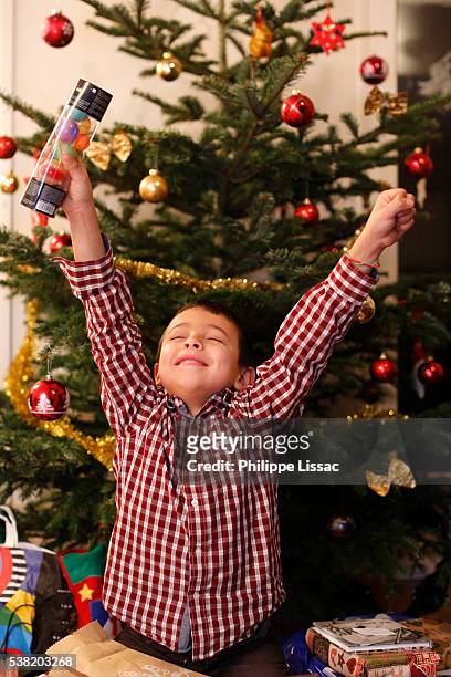 happy boy on christmas day - european best pictures of the day december 7 2012 stock pictures, royalty-free photos & images