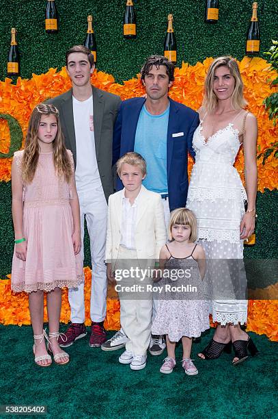 Polo player Nacho Figuera and Delfina Blaquier pose with their children During 9th Annual Veuve Clicquot Polo Classic at Liberty State Park on June...