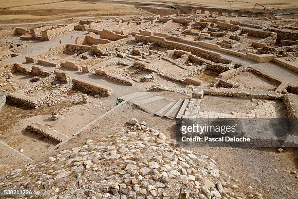 the biblical tels of beer sheba. - archaeology stock pictures, royalty-free photos & images