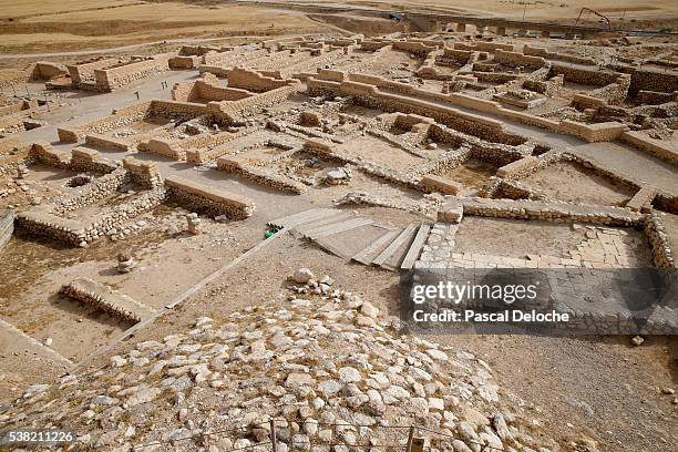 the biblical tels of beer sheba. - biblical archaeology stock pictures, royalty-free photos & images