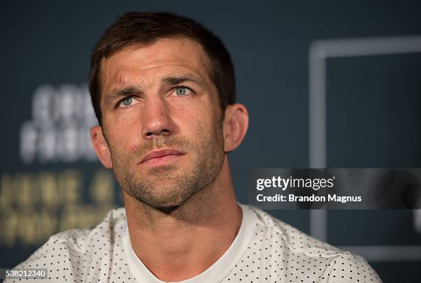 Luke Rockhold attends the post fight press conference after the UFC 199 event at The Forum on June 4, 2016 in Inglewood, California.