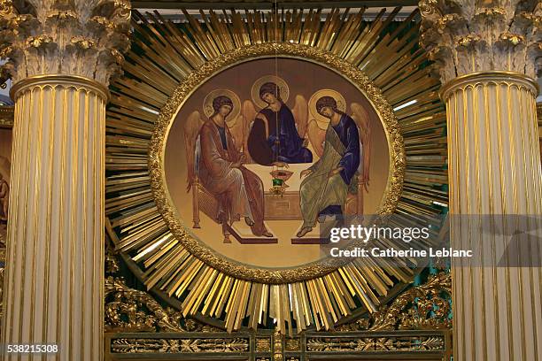 the trinity cathedral. the iconostasis. - holy trinity stock pictures, royalty-free photos & images