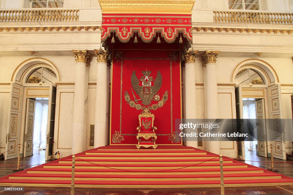 Golden Throne. The throne room. St. George's Hall. Hermitage Museum.