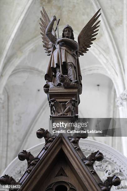 the archangel gabriel on top of a pulpit. holy trinity abbey. - archangel stock pictures, royalty-free photos & images