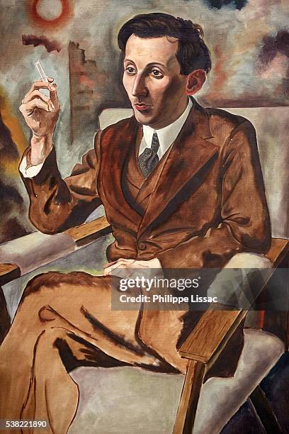 the writer walter mehring, by george grosz (1926). ghent fine art museum - german george grosz stock pictures, royalty-free photos & images