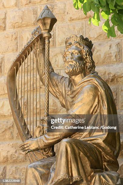 king david statue. king david's tomb in jerusalem. - david harp stock pictures, royalty-free photos & images