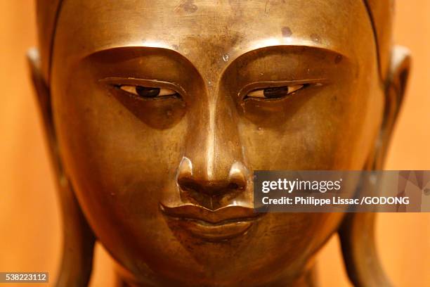 buddha. myanmar (burma). mandalay art. xixth century. bronze. guimet museum. - guimet museum stock pictures, royalty-free photos & images