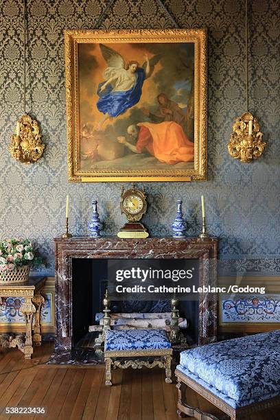 fireplace. cabinet of madame fouquet. vaux-le-vicomte castle. - fouquet stock pictures, royalty-free photos & images