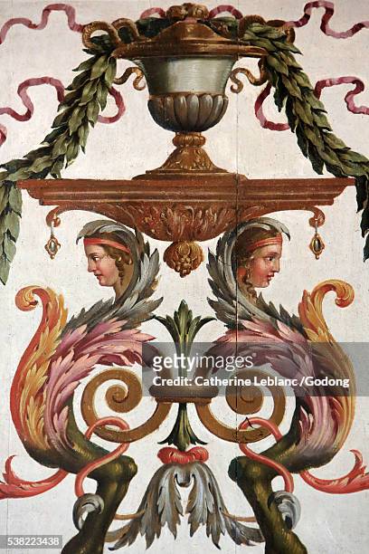 grotesque painting. cabinet of madame fouquet. vaux-le-vicomte castle. - fouquet stock pictures, royalty-free photos & images