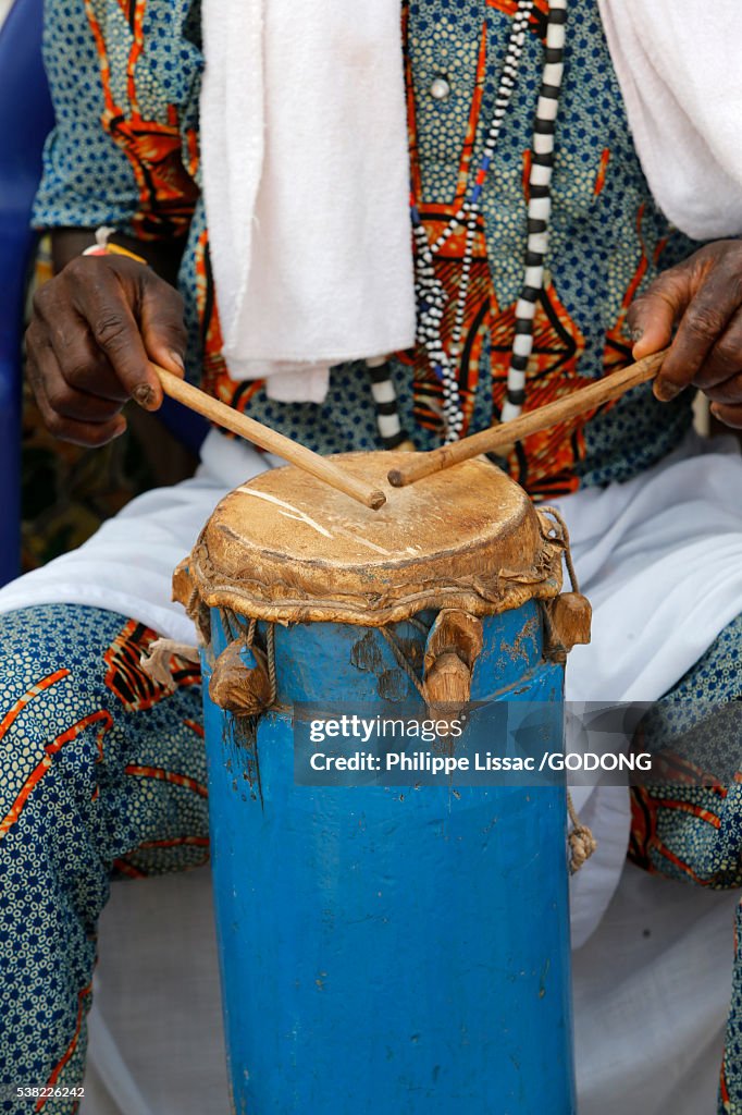 Drummer at the Ouidah voodoo festival