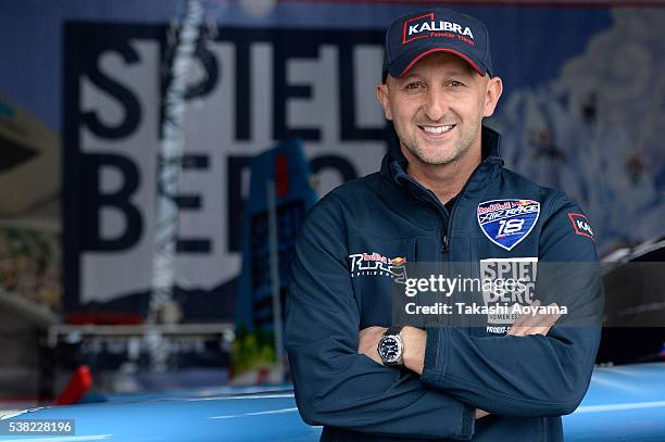 Petr Kopfstein of Czech Republic poses for a photograph prior to the race during the Day 2 of the Red Bull Air Race Chiba 2016 on June 5, 2016 in...
