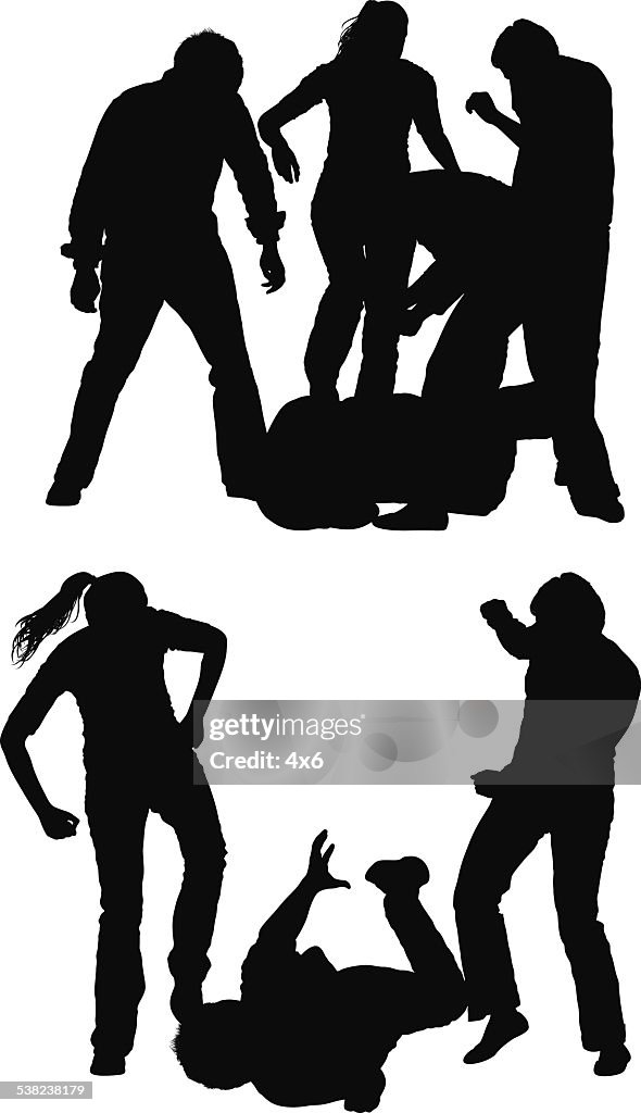 People beating up one person