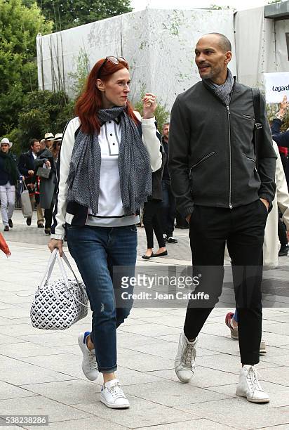 Audrey Fleurot and her boyfriend Djibril Glissant attend the women's final on day 14 of the 2016 French Open held at Roland-Garros stadium on June 4,...