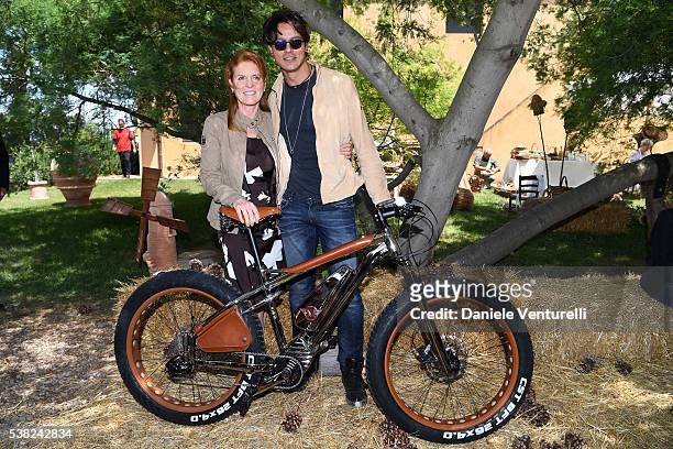 Sarah Ferguson, Duchess of York and Gabriel Garko attends Matchless E Bike Presentation on June 5, 2016 at Casone Ugolino in Castagneto Carducci near...