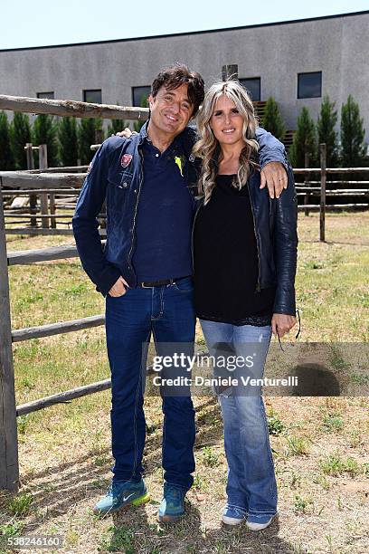 Giulio Base and Tiziana Rocca attend Matchless E Bike Presentation on June 5, 2016 at Casone Ugolino in Castagneto Carducci near Livorno, Italy.