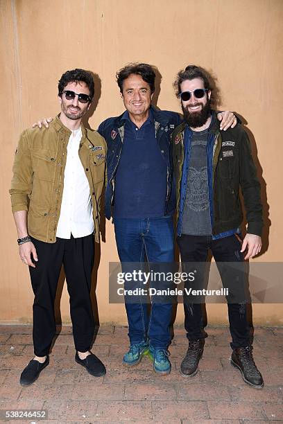 Samuel Peron, Giulio Base and Luca Squazzini attend Matchless E Bike Presentation on June 5, 2016 at Casone Ugolino in Castagneto Carducci near...