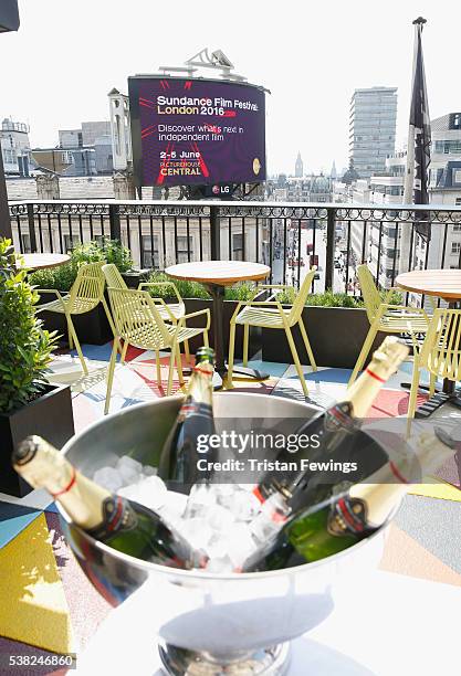 General view of the roof terrace at the Filmmakers Brunch during the Sundance Film Festival: London 2016 at Picturehouse Central on June 5, 2016 in...
