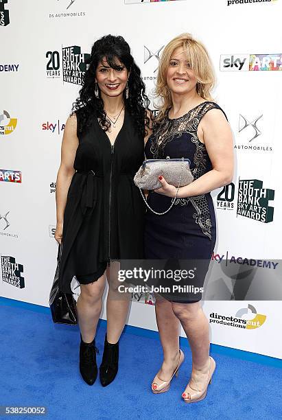 Shappi Khorsandi and guest arrive for the The South Bank Sky Arts Awards at The Savoy Hotel on June 5, 2016 in London, England.