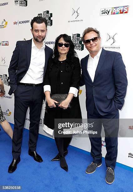 Daniel Mays, Louise Burton and Neil Stuke arrive for the The South Bank Sky Arts Awards at The Savoy Hotel on June 5, 2016 in London, England.