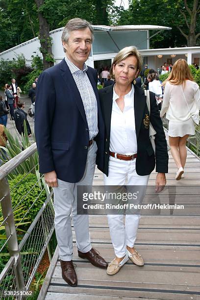 Managing editor of Les Echos newspaper, Nicolas Beytout and his wife Sylvie Lebigre attend Day Fifteen, Men single's Final of the 2016 French Tennis...