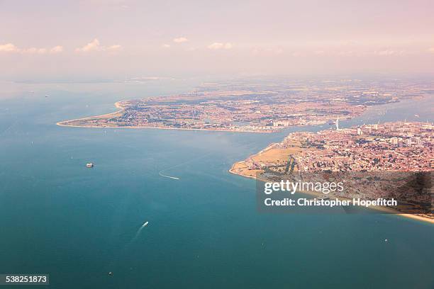 aerial view of portsmouth and gosport - portsmouth england stockfoto's en -beelden