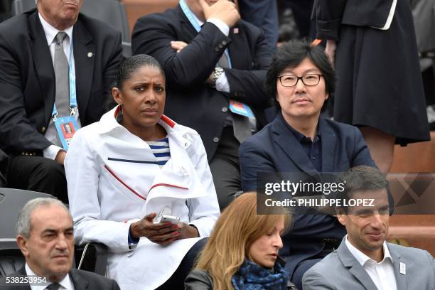 President of the Federation Francaise de Tennis Jean Gachassin, French violonist and French Prime Minister wife Anne Gravoin, French slalom canoeist...