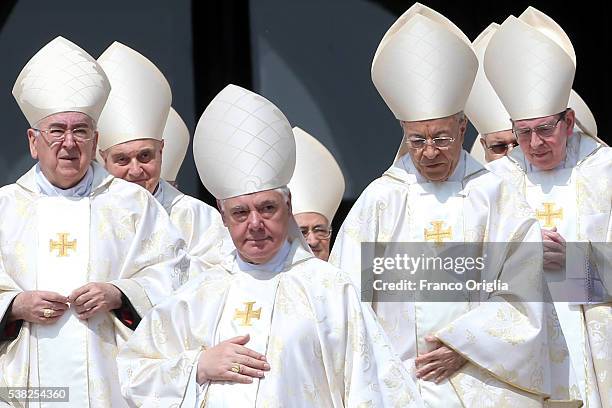 German cardinal Gerhard Ludwig Muller attends a canonisation ceremony held by Pope Francis in St. Peter's Square on June 5, 2016 in Vatican City,...