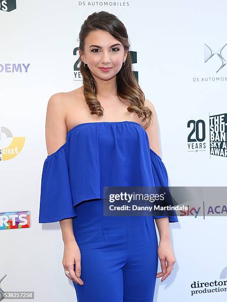 Zizi Strallen arrives for the The South Bank Awards at The Savoy Hotel on June 5, 2016 in London, England.