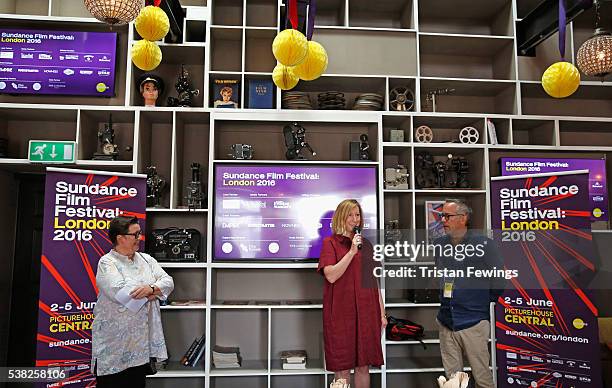 Director of Picturehouse Cinemas Lyn Goleby, Executive Director of Sundance Keri Putnam and Sundance Film Festival Director John Cooper speak at the...