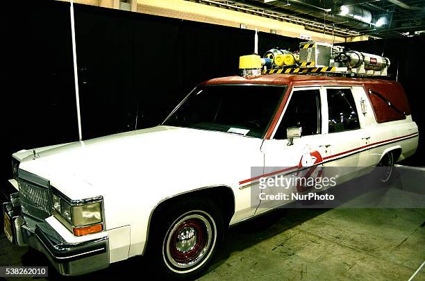 The new Ghostbusters car is on display to promote the reboot of the cult classic movie at the Philadelphia convention Center in Philadelphia, PA, on...