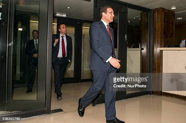 Portuguese PM and President of the Social Democratic Party, Pedro Passos Coelho attend Martin Schulz, President of the European Parliament in Lisbon,...