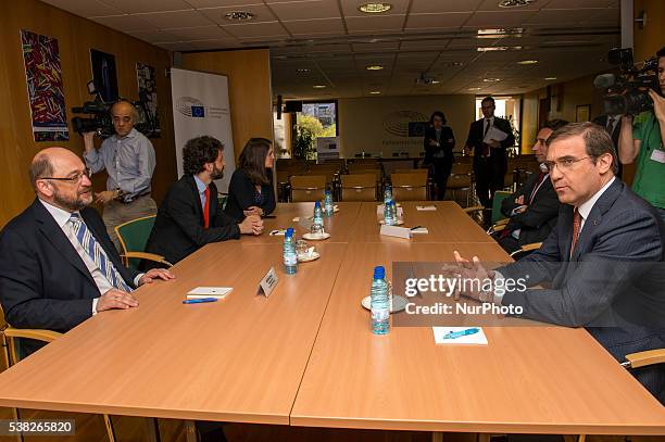 Martin Schulz, President of the European Parliament, meets former Portuguese PM and President of the Social Democratic Party, Pedro Passos Coelho....