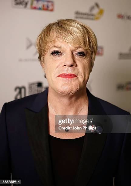 Eddie Izzard, winner of the Outstanding Achievement award at the The South Bank Sky Arts Awards at The Savoy Hotel on June 5, 2016 in London, England.