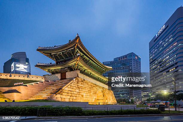 myeong-dong, the great south gate - korea landmark stock pictures, royalty-free photos & images