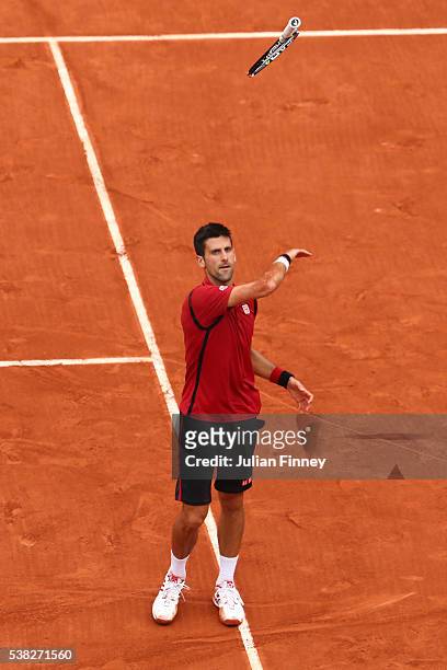 Novak Djokovic of Serbia celebrates victory during the Men's Singles final match against Andy Murray of Great Britain on day fifteen of the 2016...