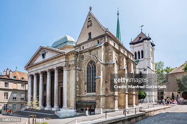 st. pierre cathedral geneva - st pierre cathedral geneva stock pictures, royalty-free photos & images