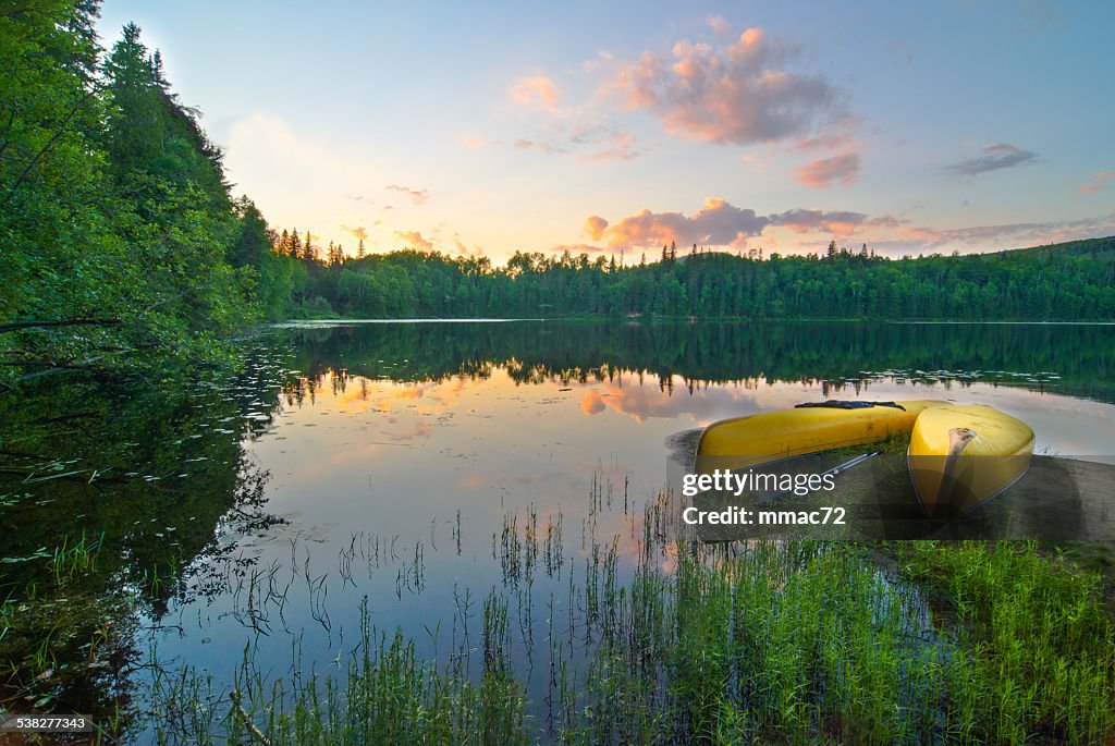 Canoes on the lake