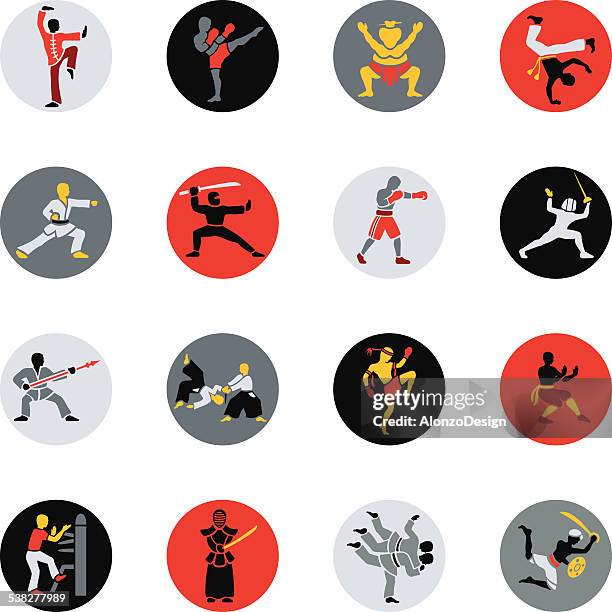 martial arts icons - aikido stock illustrations